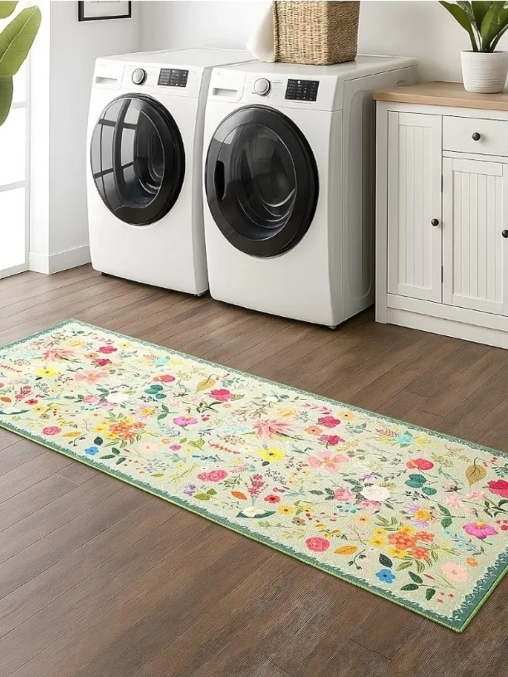 Floral Runner Rug - White Kitchen Accent (Brand: )